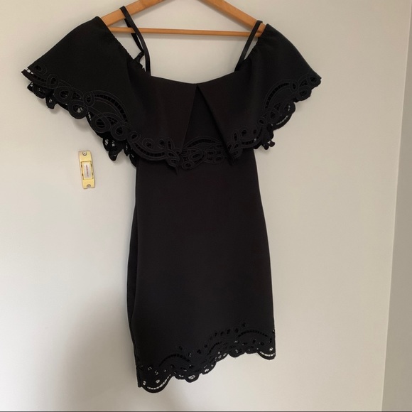 Parker Black Laser-Cut Cold Shoulder Dress - Picture 2 of 5